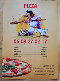Menu / carte de PIZZA Sauzet à Sauzet