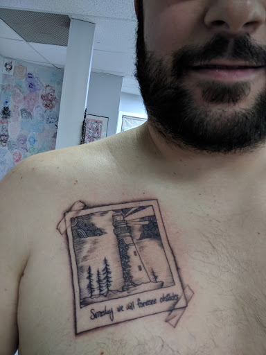 Explore inside bicep tattoo ideas, creative tattoo ideas in Rochester, available at Old Friends Tattoo