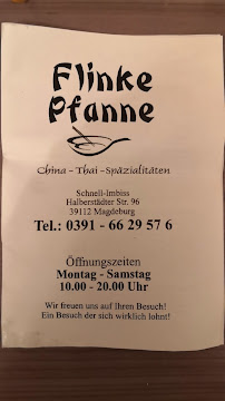 Menu / carte de Flinke Pfanne Asia-imbiss à Magdeburg