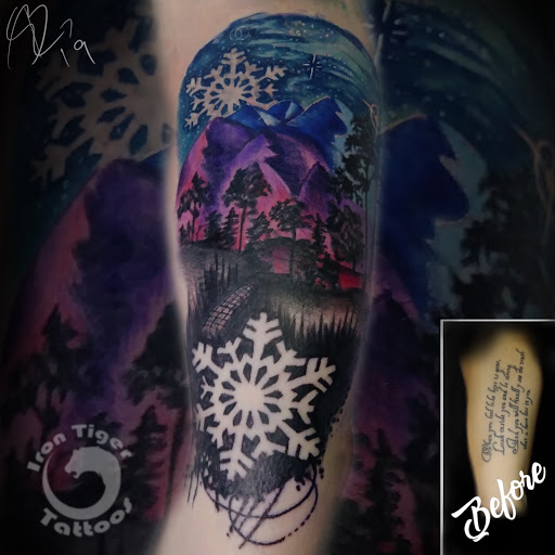 Find christmas tattoo ideas for your next unique tattoo in Mount Pleasant at Bryan Briggs Iron Tiger Tattoos