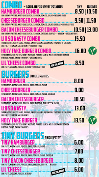 Menu du Nasty Burger Club à Milan