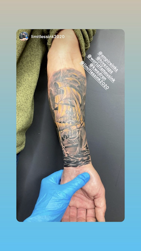 Explore female leg tattoo ideas, creative tattoo ideas in Cadillac, available at Limitless Ink Tattoo Studio