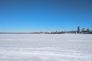 Volga river winter path image