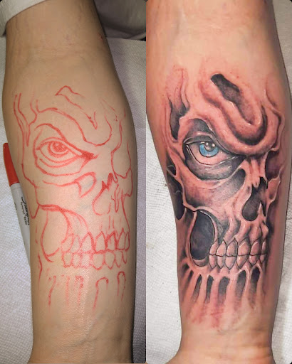 Explore bass fish tattoo ideas, creative tattoo ideas in Roanoke, available at RailYard INK