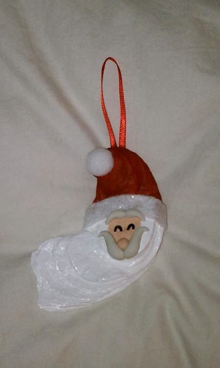 Oyster Shell Santa Ornaments
