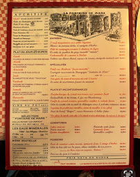 La Fontaine de Mars à Paris menu