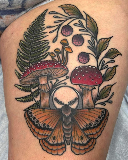 Explore grumpy bear tattoo ideas, creative tattoo ideas in Sequim, available at Coastal Lines Tattoo Emporium