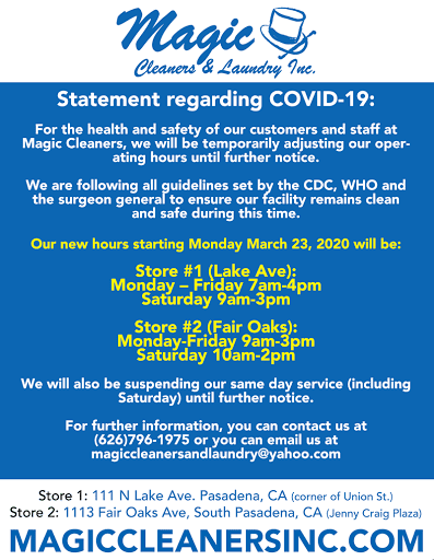 Dry Cleaner «Magic Cleaners and Laundry, Inc.», reviews and photos, 1113 Fair Oaks Ave, South Pasadena, CA 91030, USA