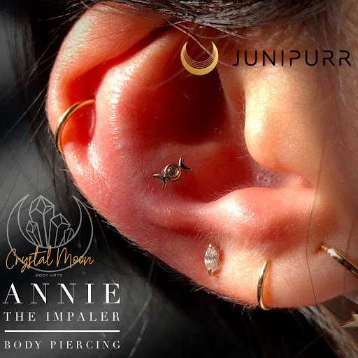 Explore behind ear tattoo ideas, creative tattoo ideas in Bloomington, available at Crystal Moon Body Arts