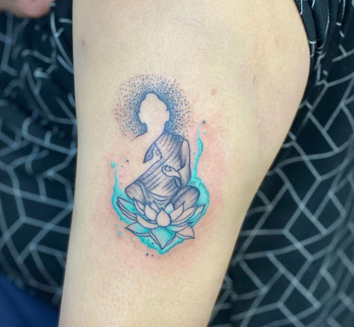 Explore ac dc tattoo ideas, creative tattoo ideas in Houston, available at Katy Piercing and Tattoo at Venetian