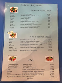 Le Baron à Paris menu