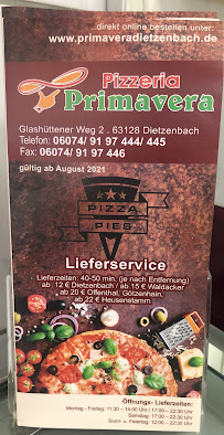 Menu du Pizzeria Primavera - Dietzenbach à Dietzenbach