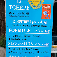 Restaurant de fruits de mer Chez La tchepe à Bouzigues (le menu)