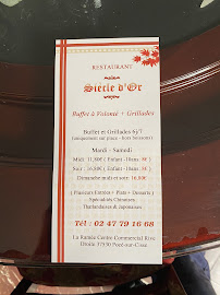 Restaurant Chinois Siècle D'or à Pocé-sur-Cisse carte