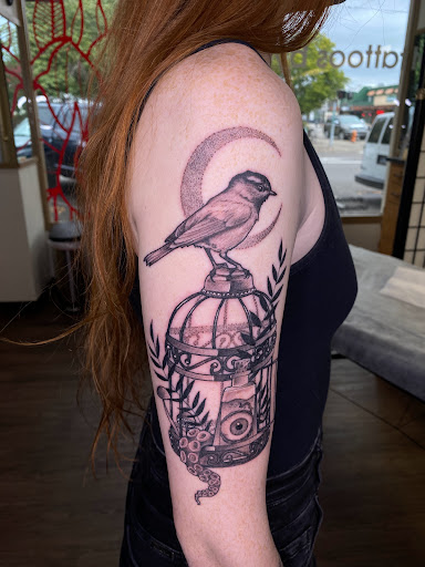 Explore hairdresser tattoo ideas, creative tattoo ideas in Savannah, available at tattoos by delan