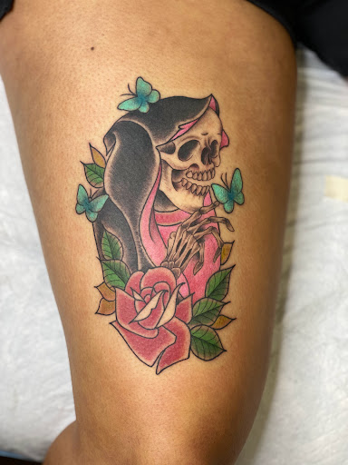 Explore letter tattoo cover up ideas, creative tattoo ideas in Modesto, available at Inkwell Tattoo