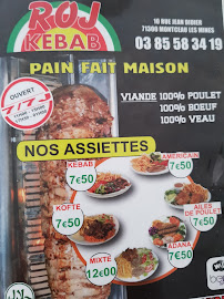 Menu / carte de Roj kebab à Montceau-les-Mines