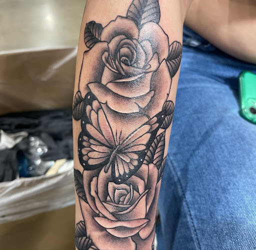 Explore barber pole tattoo ideas, creative tattoo ideas in Conroe, available at Monsters Ink, LLC