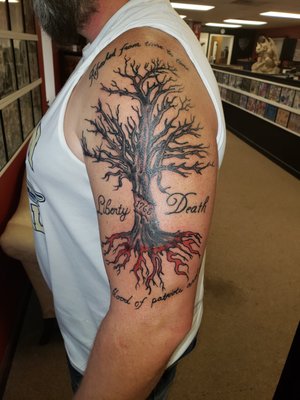 Explore womens chest tattoo ideas, creative tattoo ideas in Export, available at Patriotic pain tattoo