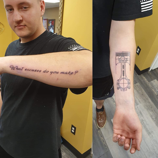 Explore car tattoo sleeve ideas, creative tattoo ideas in Warner Robins, available at Untold Pain Tattoo Studio