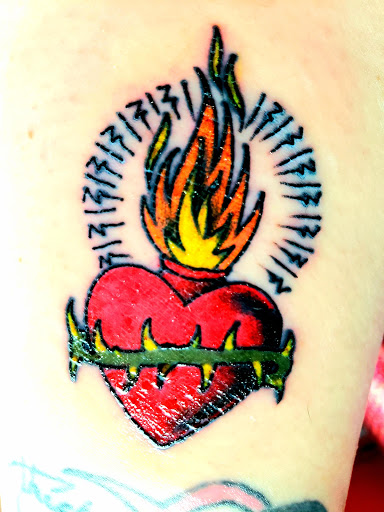 Explore flame tattoo ideas, creative tattoo ideas in Madison, available at Black Sapphire Tattoo