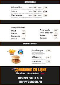 Menu / carte de ️ Happy Burger à Hazebrouck