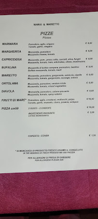 Menu du Mario & Marietto à Marciana Marina