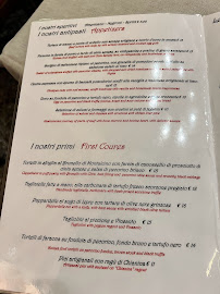 Carte du Ristorante Pier Pettinaio à Siena