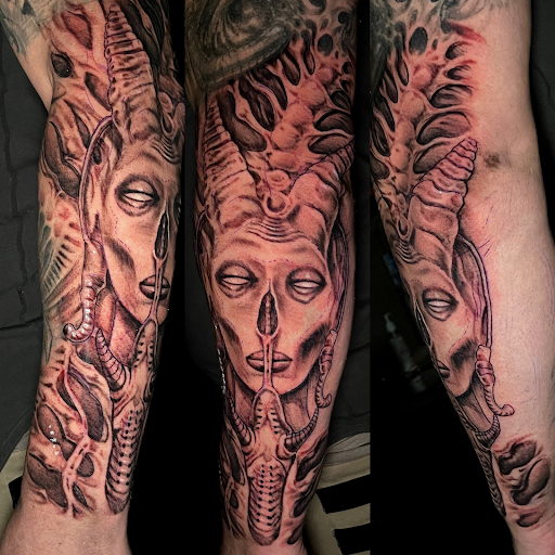 Explore men chest tattoos ideas, creative tattoo ideas in Roanoke, available at Saint Cecilias Art Studio