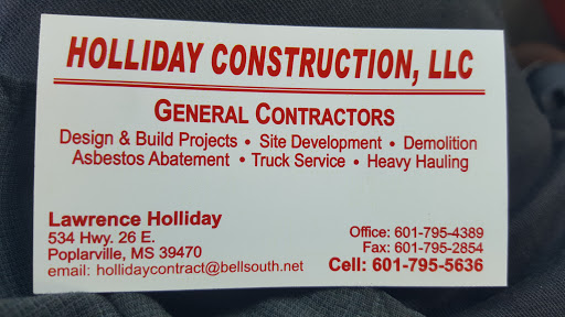 Holliday Construction, LLC. in Poplarville, Mississippi