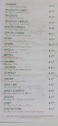 Carte du Pizza Story à Nova Milanese