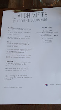 L'Alchimiste à Montpellier menu
