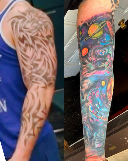 Explore spine tattoo ideas for men, creative tattoo ideas in Roanoke, available at RailYard INK