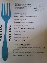 Restaurant à Table à Batz-sur-Mer menu