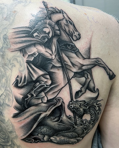 Explore halloween sleeve tattoo ideas, creative tattoo ideas in Farmington, available at Forged in Flesh Tattoo & Piercing