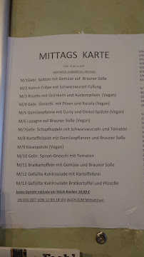 Carte du Café Ignaz à Munich
