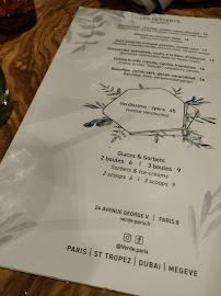Restaurant Verde à Paris (le menu)