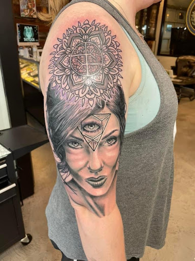 Explore slot machine tattoo ideas, creative tattoo ideas in Great Falls, available at Alpha Tattoos & Piercings