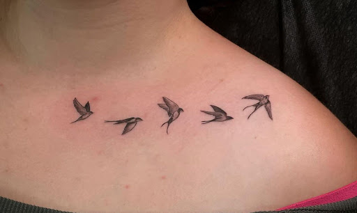 Explore back thigh tattoo ideas, creative tattoo ideas in Bryan, available at The Blackest Crow Tattoo Studio