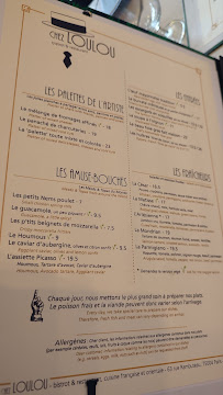 Loulou à Paris menu