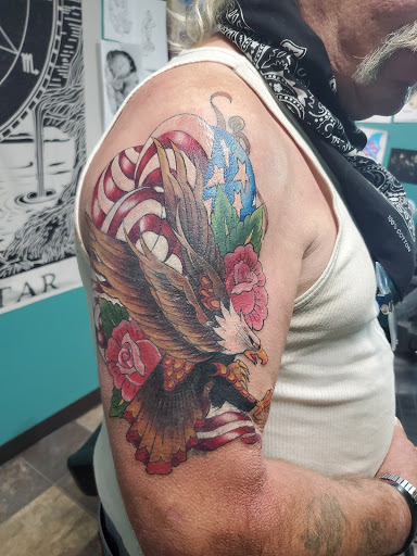 Explore tattoos on the thigh ideas, creative tattoo ideas in Osceola, available at Valley Of The Inkd