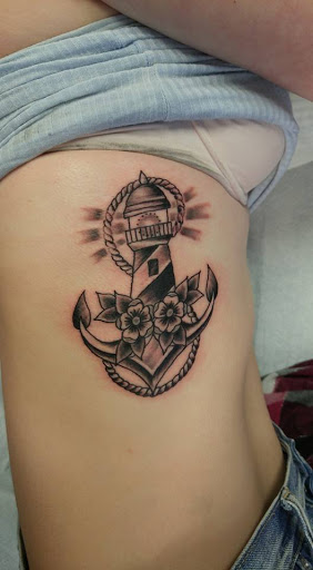 Explore angel tattoo sleeve ideas, creative tattoo ideas in Redding, available at The Salty Sloth Tattoo