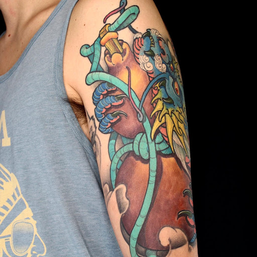 Explore tattoo ideas for men half sleeve, creative tattoo ideas in Denver, available at Think Tank Tattoo