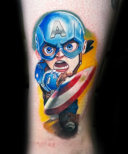 Explore blue flame tattoo ideas, creative tattoo ideas in Mesa, available at Club Tattoo