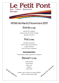 Menu / carte de Le Petit Pont à Brionne