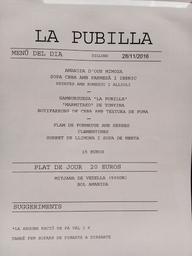 Restaurantes menu del dia Barcelona