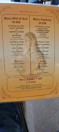 Restaurant indien RESTAURANT LE KASHMIR à Nevers (le menu)