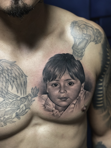 Explore cool chest tattoo ideas, creative tattoo ideas in Kansas City, available at Enova Ink