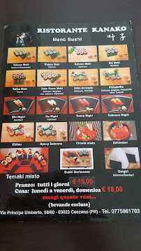 Menu / carte de Kanako à Ceccano