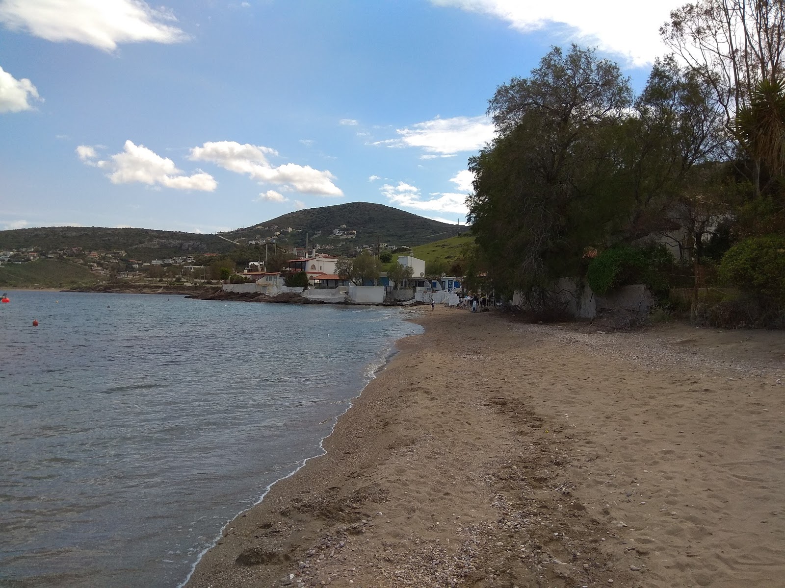 Daskalio beach'in fotoğrafı açık yeşil su yüzey ile